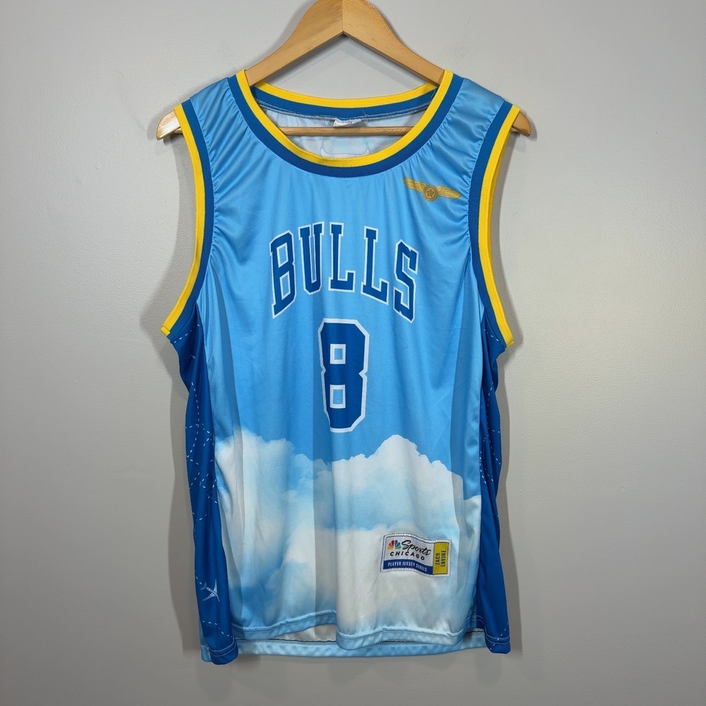 Zach LaVine‎ Chicago Bulls Jersey #8 Flight Sky Edition NBC Sports Size Large